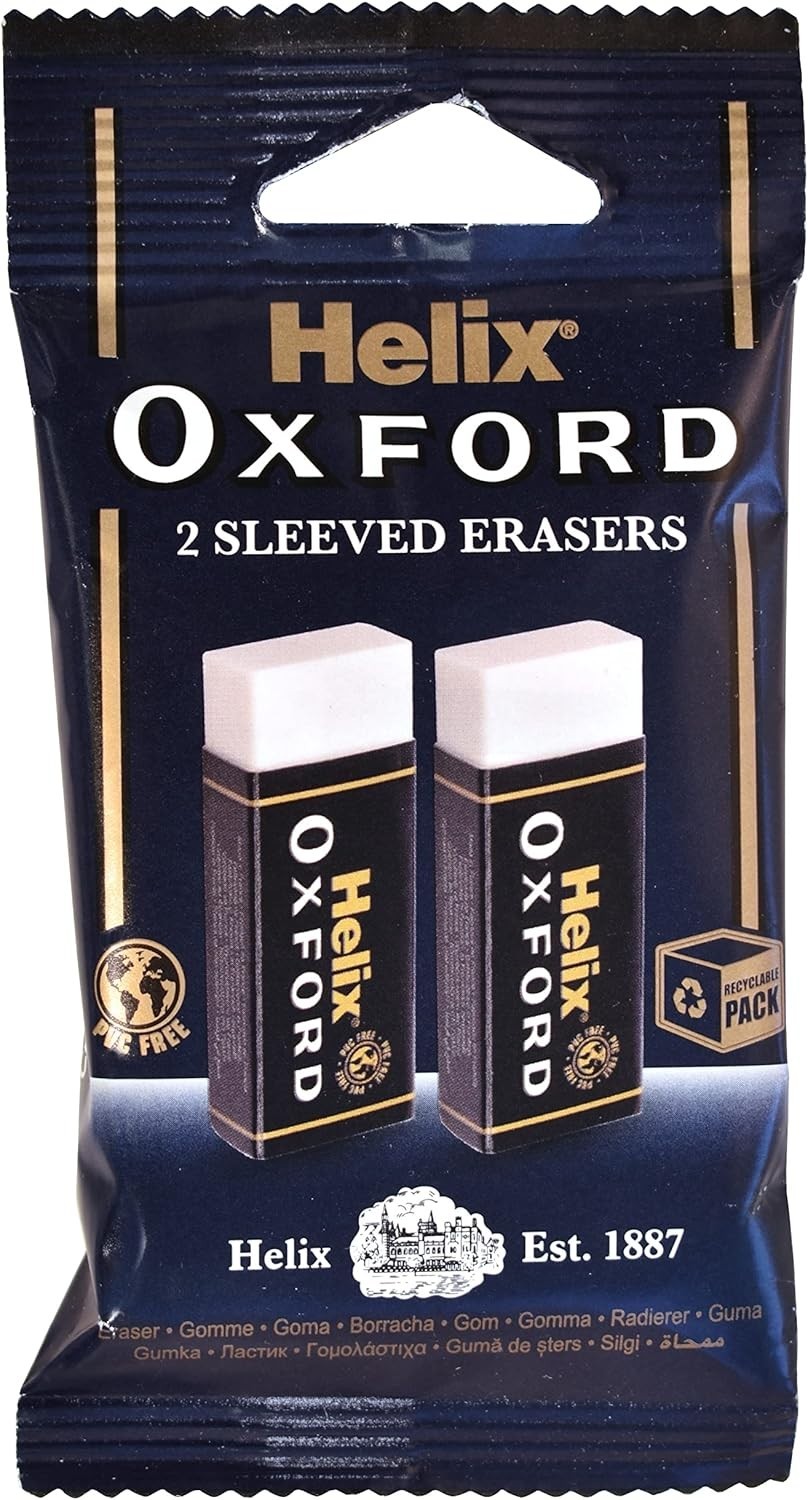 Helix Oxford Twin Pack of Erasers, Oxford Blue, Large UK