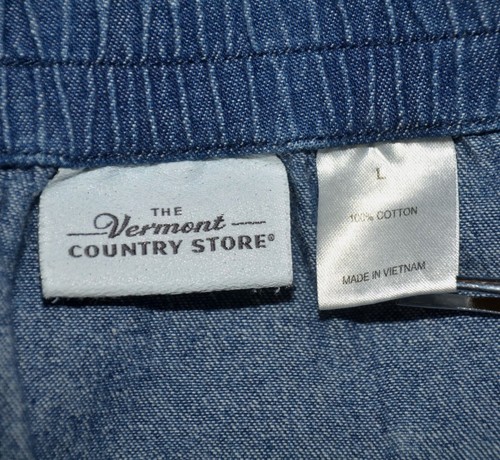 Retro Vermont Country Store Midi Skirt Blue Denim Modest Pull On Size L Western - Picture 6 of 7