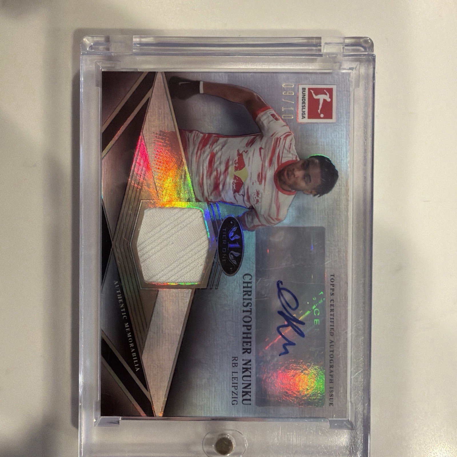 2021-2022 Topps Tier One Bundesliga Christopher Nkunku Auto Relic /10 RB Leipzig
