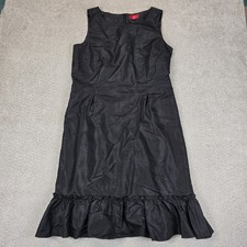OSCAR DE LA RENTA Black Shift Dress Sleeveless Ruffle Evening Women Size 16
