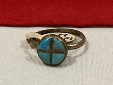 Vintage NAVAJO UNSIGNED 925 Sterling Silver Turquoise Stone Band RING SIZE 5.25