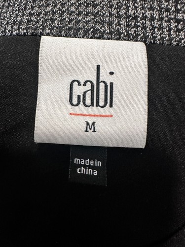 CABI Semi-Fitted Knit Long Double Breasted Blazer Sz M No Lining Plaid Back Gray - Picture 3 of 19