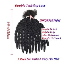 THEMIS HAIR Dreadlock Extensions for Men, 14 Inch Braid-In Synthetic Locs, black