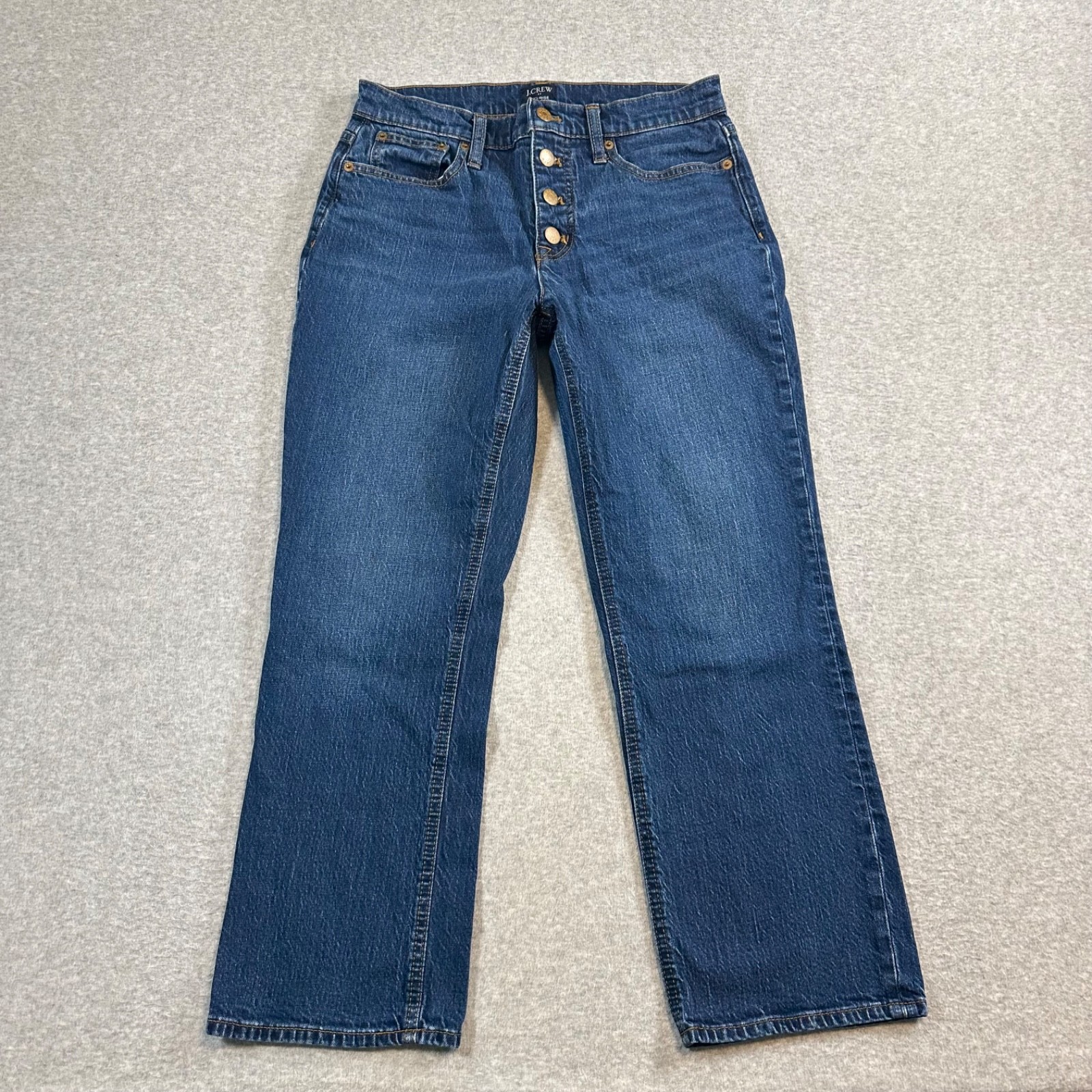 J Crew Women's Size 27 Mid Rise Flare Crop Button Fly Stretch Denim Jeans