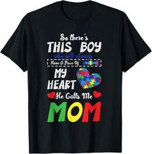 Piece Of My Heart Mom Son Autistic Kids Autism Awareness Mom T-Shirt