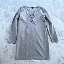 J.Crew Mercantile Dress Womens M Light Gray Sweater Style Lace Up Long Sleeve