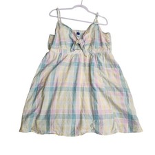 Old Navy Pastel Plaid Tie Front Sleeveless Dress XXL Summer Casual linen-blend