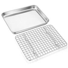 9 Inch Stainless Steel Baking Sheet Pan with Cooling Rack for Cookie Bacon Meat