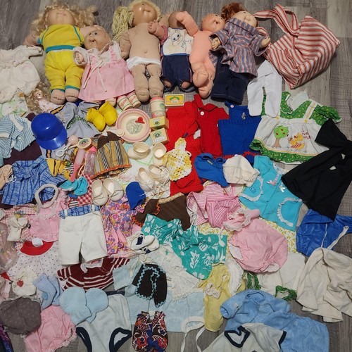 Vintage Cabbage Patch Kinder Puppen Konvolut 80er Kleidung Schuhe Zubehör Outfits Set