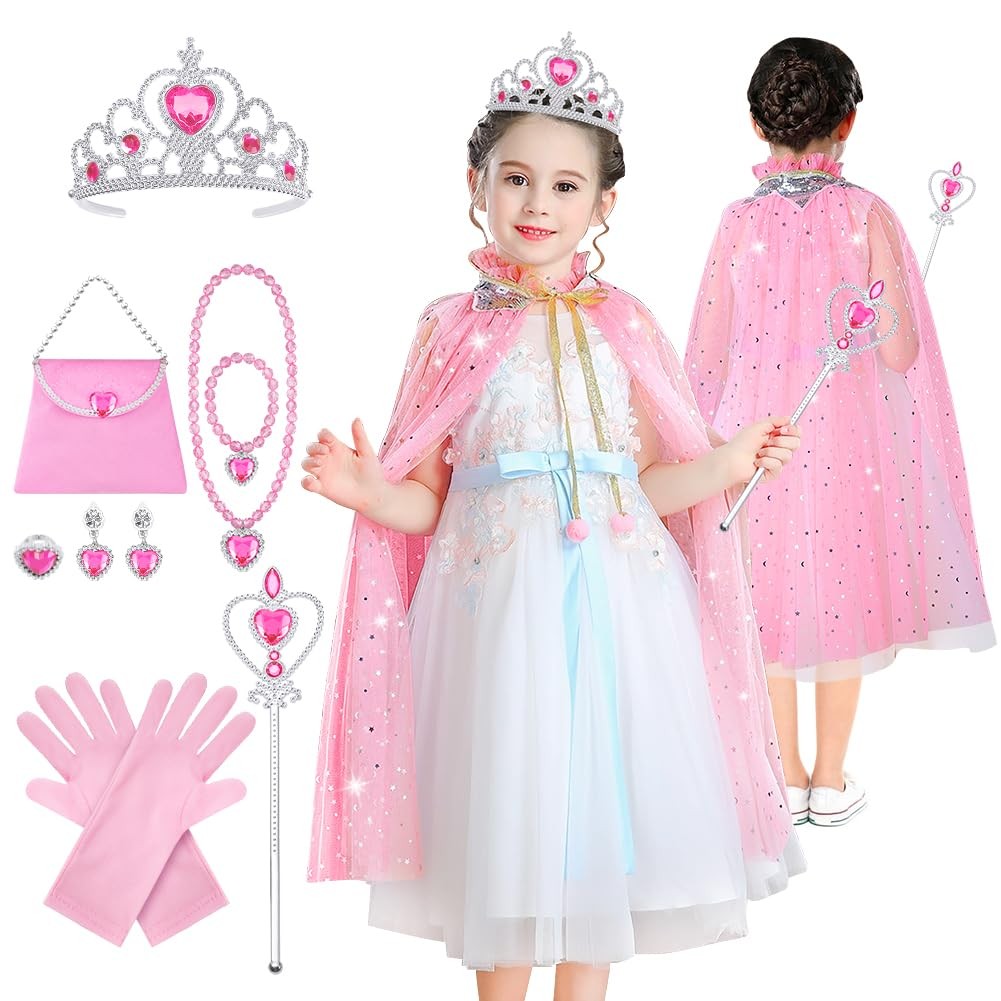 Vêtements de cape de princesse avec ensemble de cape de princesse 11 pièces en tulle pour fille
