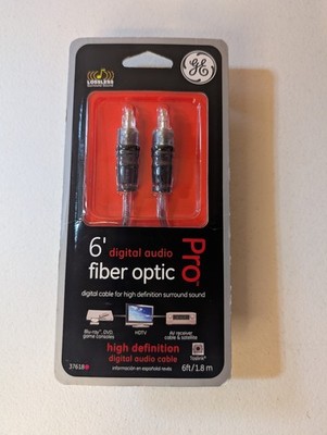 GE 6ft Digital Audio Fiber Optic Cable Toslink HDTV Blu-ray AV 37618 New Sealed