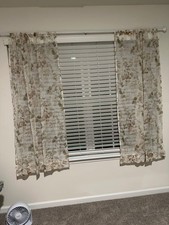 Crushed Sheer Curtains Tiers 36 Inch Length 2 Panels, Printed Design Small Half