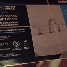 Project Source Caldville Widespread 3-Hole Bath Faucet Brushed Nickel, 2 Lever
