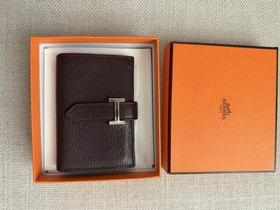 HERMES Chevre Mysore Mini Bearn Wallet Rouge H | eBay