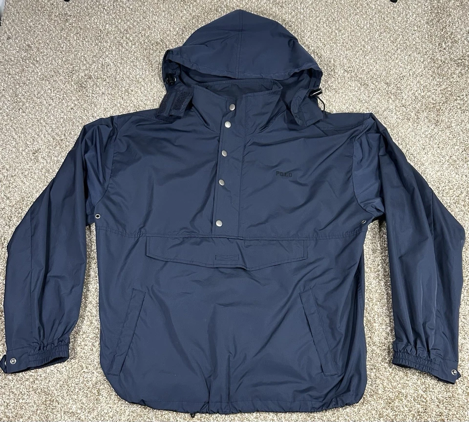 Vintage Polo Ralph Lauren Mens USA Half-Zip Hooded Wind/Rain Anorak Jacket Large - Image 2 of 4