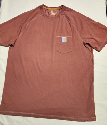 Carhartt T-Shirt Men Large Brick Brown Relaxed Fit Pocket Tee Workwear Crew Neck