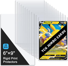 25PCS 6" X 9" Jumbo Card Sleeves, Rigid Print Protectors Clear Hard Plastic