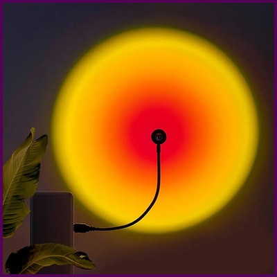 1x USB Sunset Lamp LED Rainbow Neon Night Light Projector Photography Wall