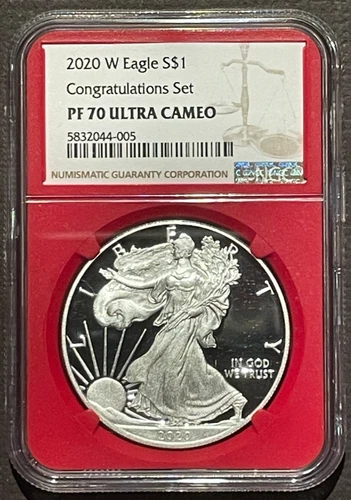 2020-W $1 SILVER AMERICAN EAGLE NGC PF70 Congratulations Set : 07370