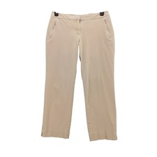 Talbots Pants Women 12P Tan Curvy Fit Straight Leg Zip Pocket Khaki Chino