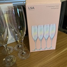 4x LSA Polka Boxed Pearlescent & Iridescent Champagne Flutes **NEW & LABELLED**