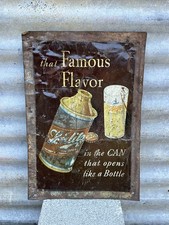 Antique SCHLITZ BEER Cone Top Can Opens Like Bottle Advertising Tin Sign 1930 +