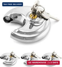 Keyed Alike Disc Padlock, 4 Pack Stainless Steel Discus Lock with 3/8-Inch Shack