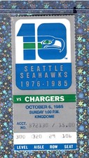 Mark Herrmann 344yTD Ticket 10-6-1985 Chargers Seahawks Wes Chandler 150y2TD