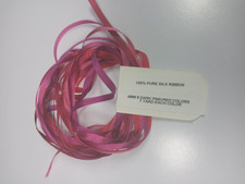 100% Pure Silk Embroidery Ribbon 4mm 5 Dark Pink/Red Solid Colors  1 Yard Each