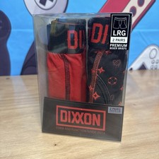Dixxon Premium Boxer Briefs Mens Large Red Black Print, 2 Pair Per Pack 1 Pack 