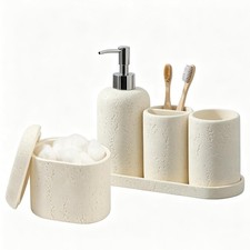 Haocoott Bathroom Accessories Set, 5PCS Modern Accessory Set Cream