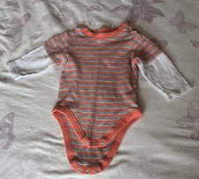 Marks & Spencer Baby Bodysuit 3-6 Months Striped Long Sleeve Orange