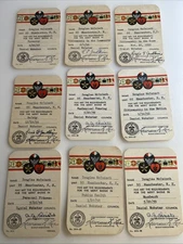 Boy Scout Merit Badge Card Lot of 9 1957 Manchester NH ab9s
