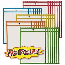 Dry Erase Pockets, 9" x 12", Assorted Colors, Set of 30 29030 