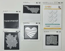HEART Dies Lot of 6 - Simon Says Stamp - Geometric, Stacked, Streaming, Mini...