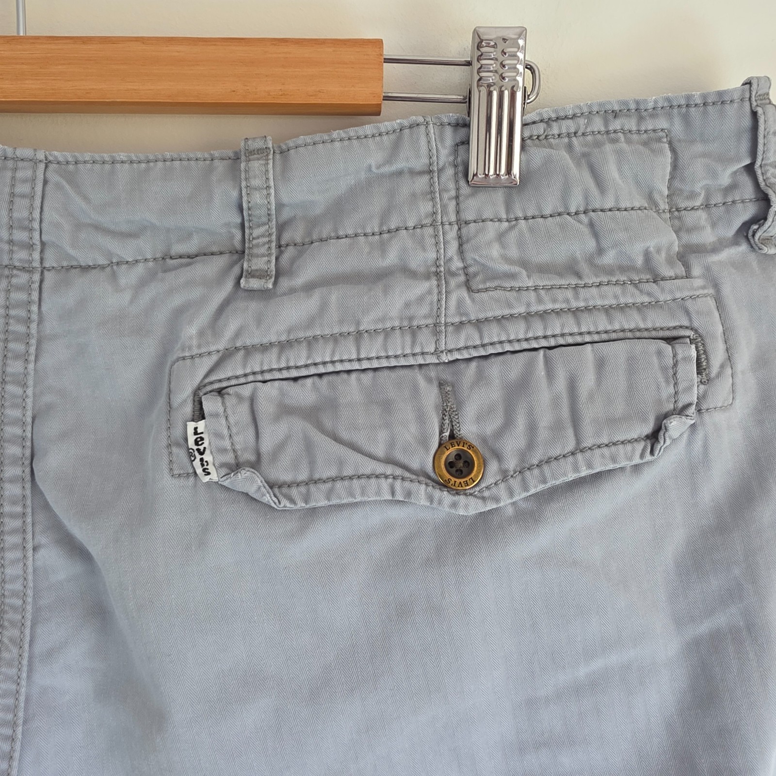 Levi’s Cargo Shorts W38 Blue Utility Combat Cotton Men’s Summer Holiday image 7