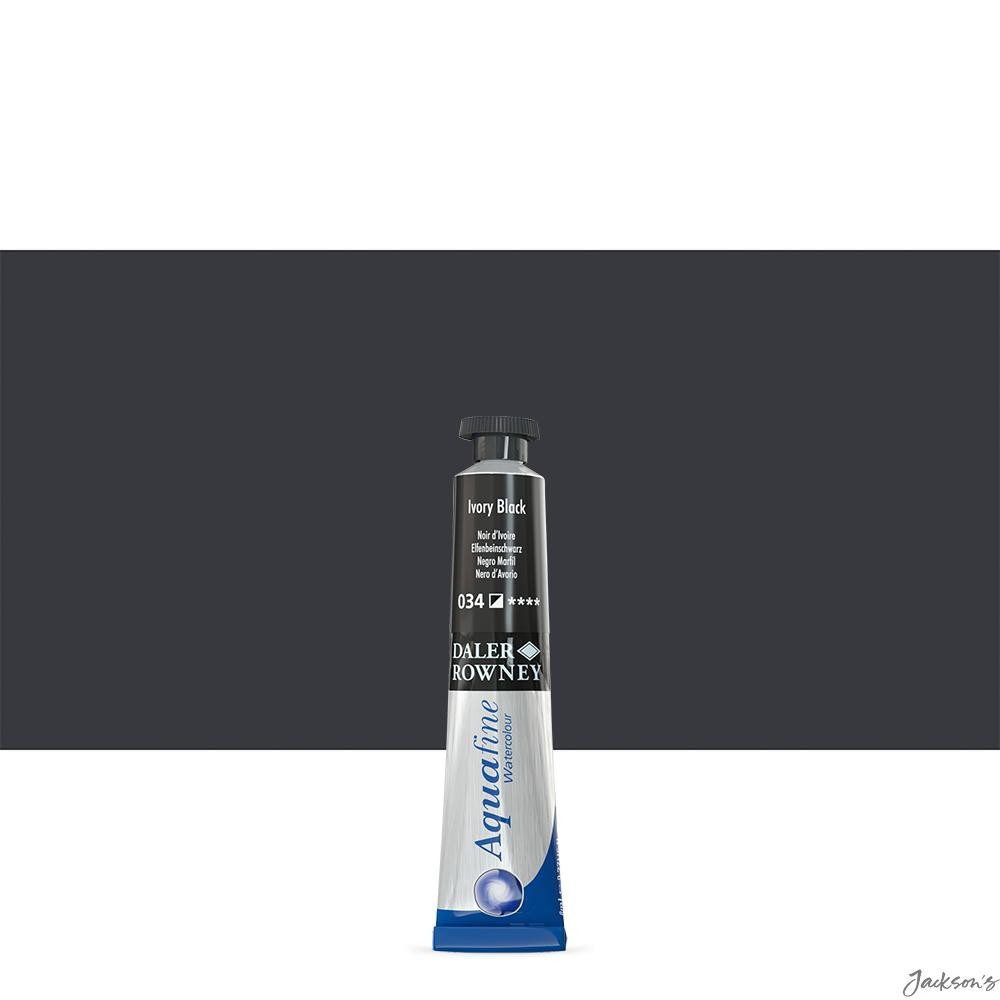 Daler-Rowney Aquafine Watercolour Paint Tube 8ml Ivory Black For Artists