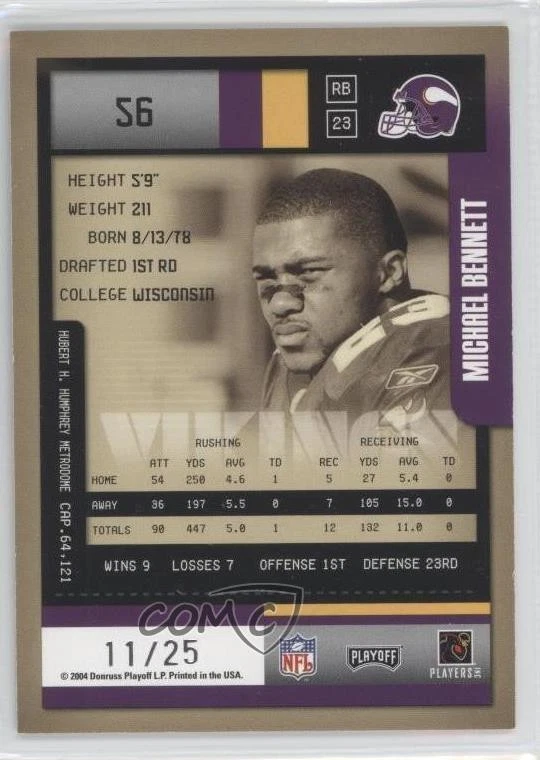 2004 Playoff Contenders Hawaii Trade Conference /25 Michael Bennett #56 - Image 2 of 2