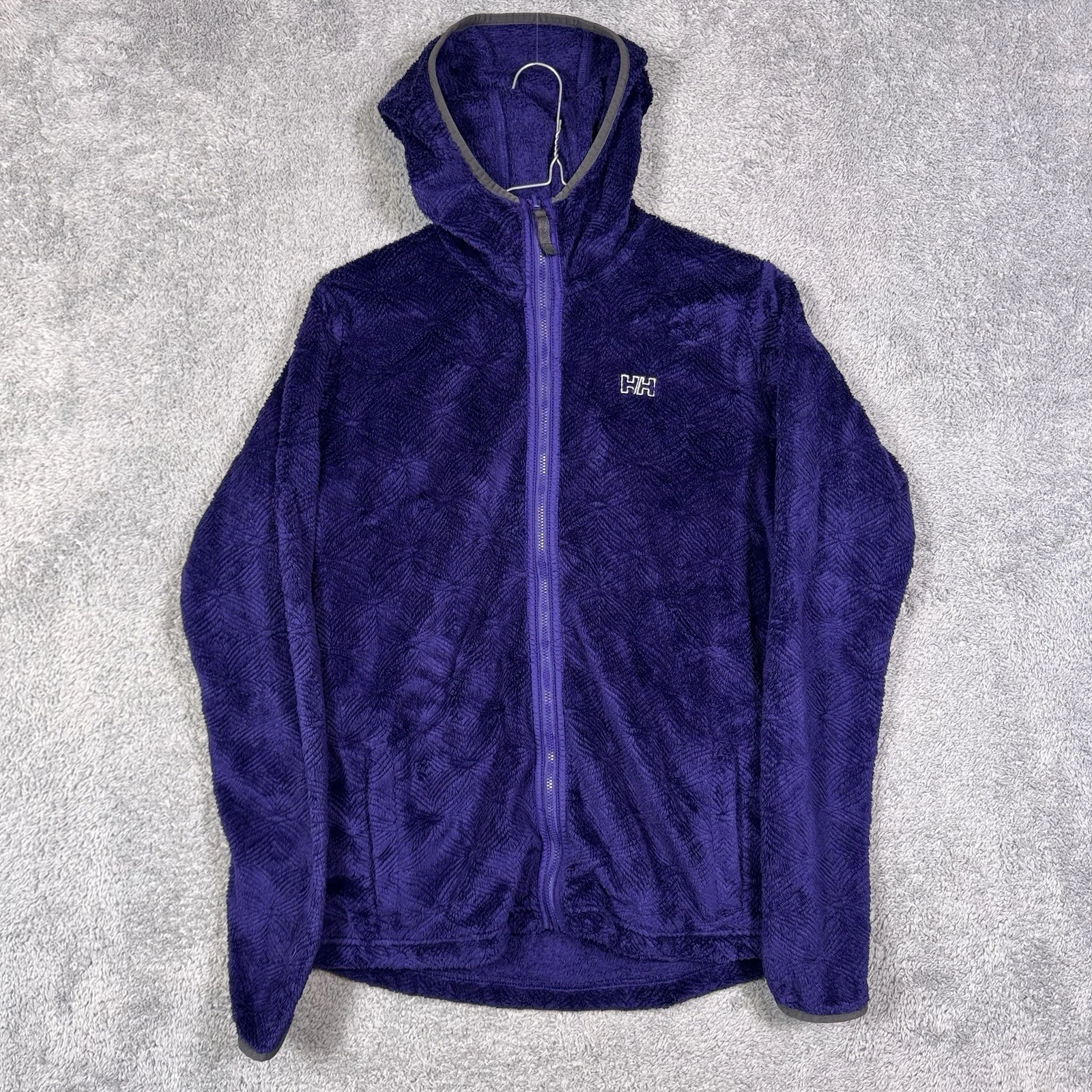 Helly Hansen Jacket Womens S Full Zip Precious Fleece Geometric Faux Fur Purple