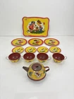 Vintage Ohio Art Girl Boy Garden No 173 Tin LItho Tea Set Tray Plate Cup Teapot