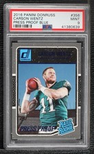 2016 Donruss Rated Rookies Press Proof Blue Carson Wentz #356 PSA 9 MINT 04cw