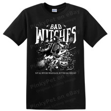 Halloween Skeleton Witch T Shirt Pumpkin Broom Gothic Spooky Tee Design