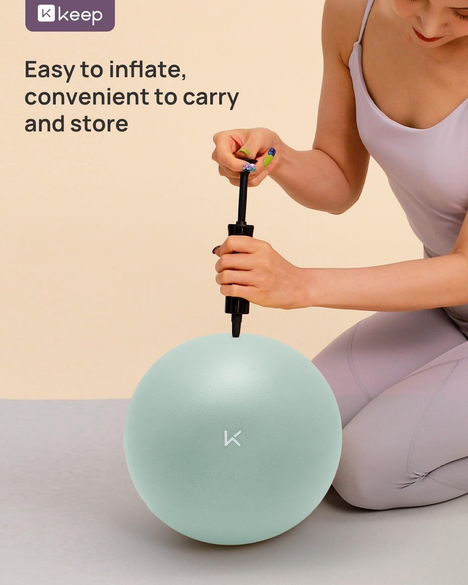 Keep Pilates Small Exercise Ball Anti-Burst - Thickened Yoga Ball with Pump for Physical Therapy, Fitness, Workout, and Core Strength
