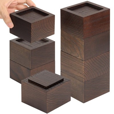 Bed Risers (Set of 8) Furniture Risers Lifts Height 2'', Oak Solid Wooden Rise...