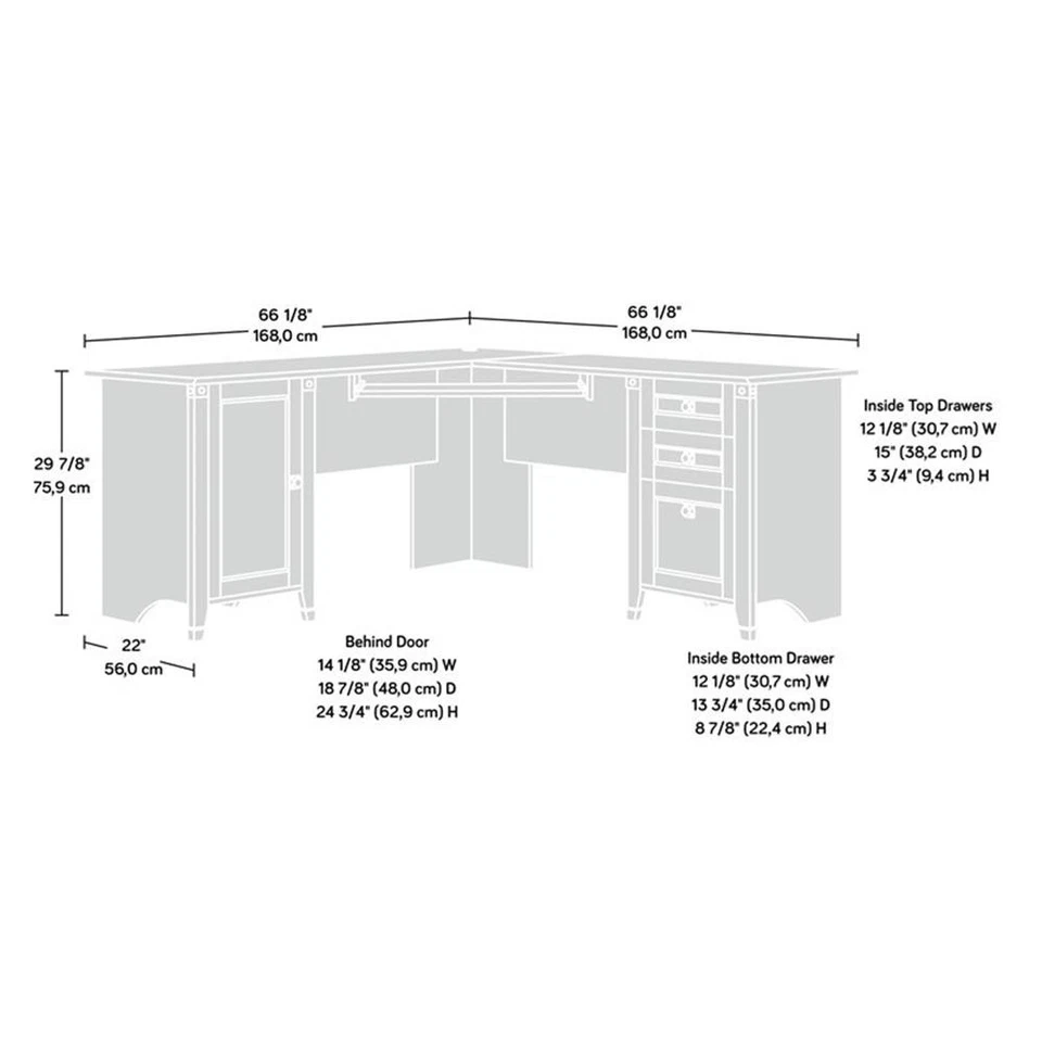 Escritorio en L de madera de ingeniería Sauder Carson Forge en Washington Cherry Foto 3 de 4