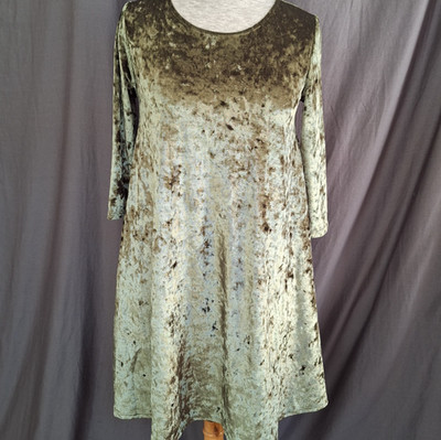 Small Rolla Coster Swing Dress Tunic Flowy  Crushed Velvet Dark Forest Fairy