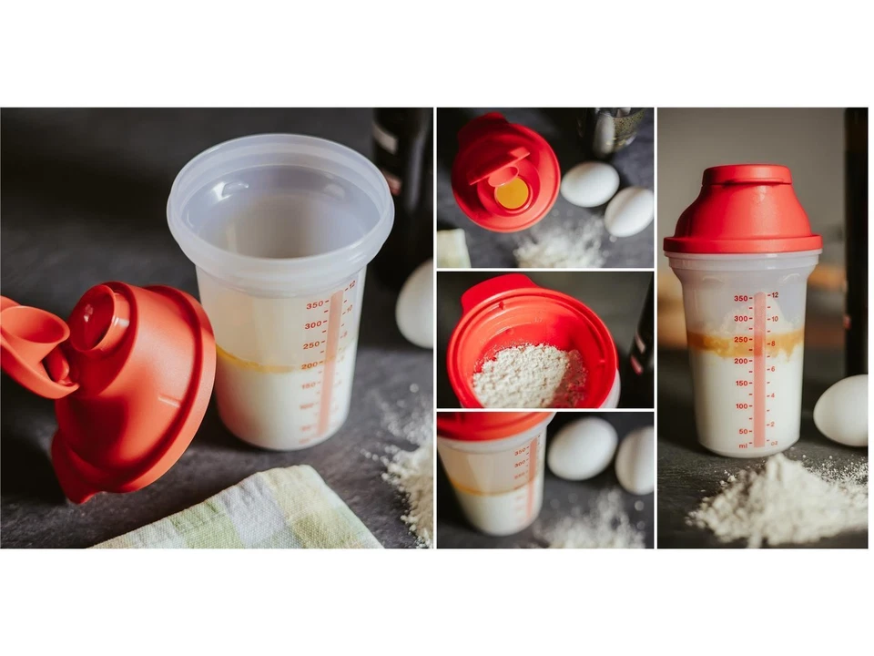 Tupperware Shaker 350 ml rot transparent Schüttelbecher Shake It Messbecher NEU - Bild 3 von 4