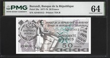 Burundi 50 Francs 1977 PMG 64 UNC P#28a Series AD Banque de la Republique