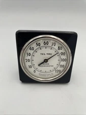 Vintage Tel-Tru Germanow-Simon Room Thermometer USA Rochester 0-120° Black A7
