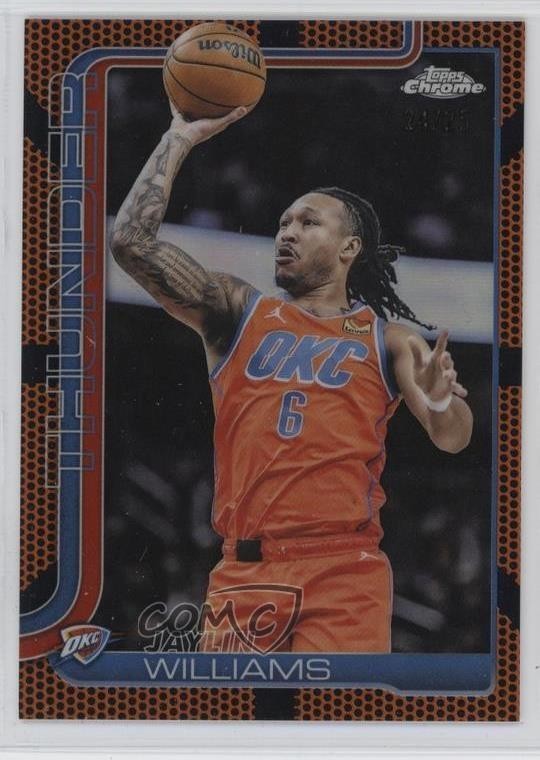 2025-26 Topps Chrome Orange Basketball Refractor 24/25 Jaylin Williams #105 6q5